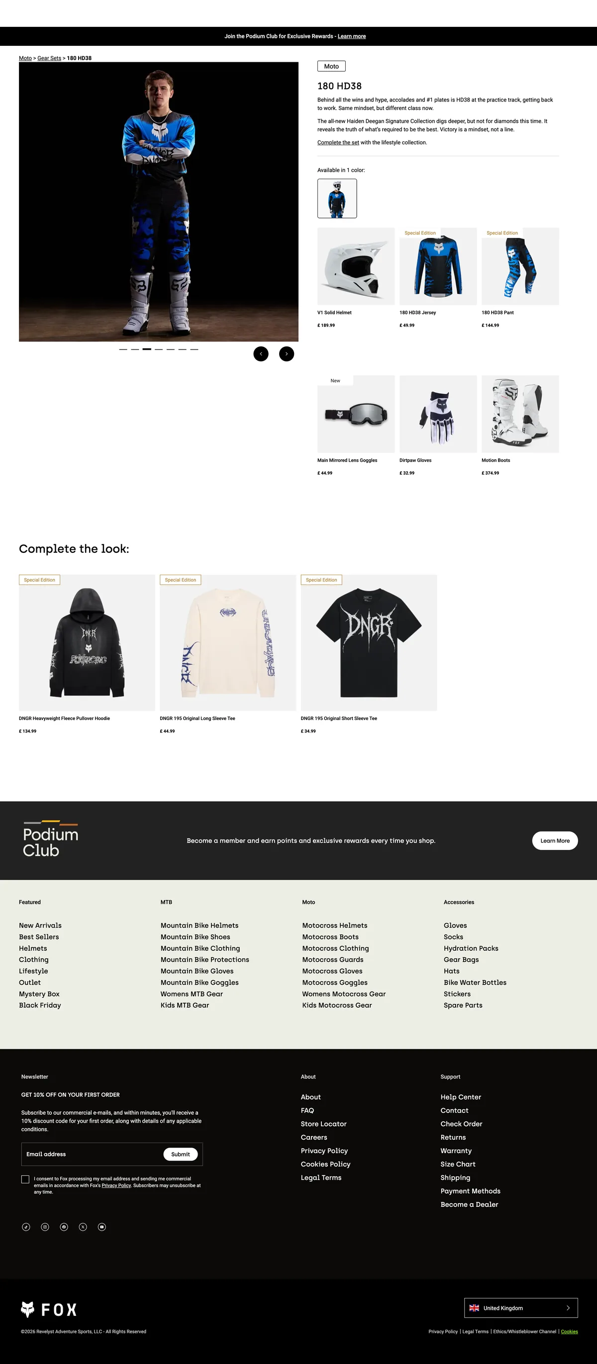 180 HD38 kit page with the full kit image, story, kit products and lifestyle capsule